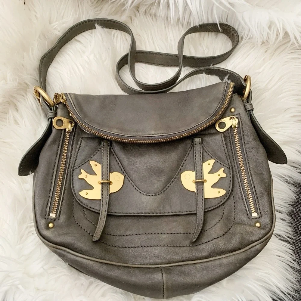Marc by Marc Jacobs Petal to the Metal Natasha Bird Shoulder Bag Dark Grey